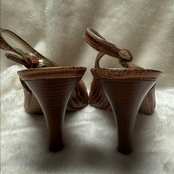 Franco Sarto Textured Brown Slingback Heels - Picture 7 of 12